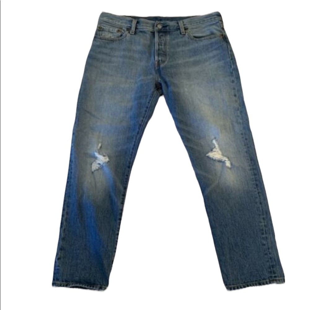 Levi's 501 Button Fly Distressed Blue Jeans Size 29x32